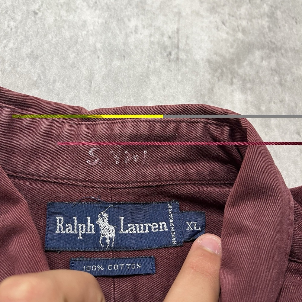 Polo Ralph Lauren XL Long Sleeve Solid Red 100% Cot Button Down Shirt Green Pony - Picture 3 of 9